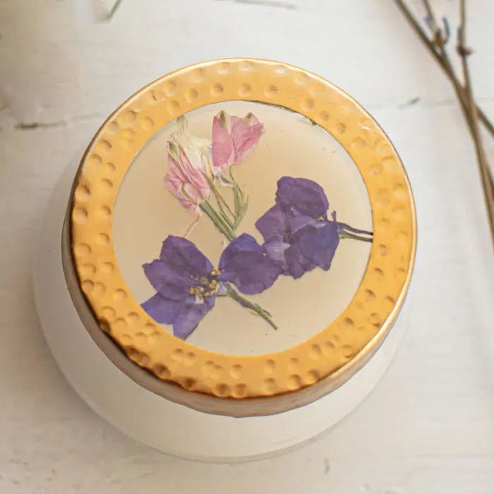 Roman Lavender Medium Pressed Floral Candle