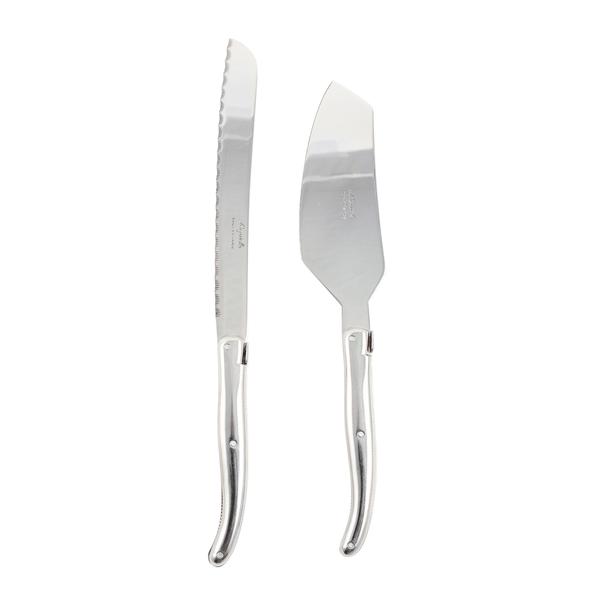 Laguiole Stainless Steel Platine Cake & Bread Knife Set in Wood Box