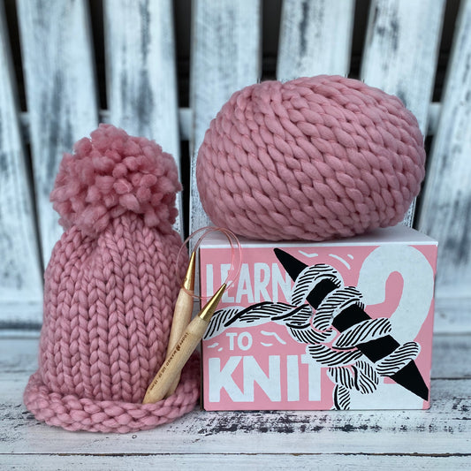 Beanie Knit Kit in Bubblegum Pink