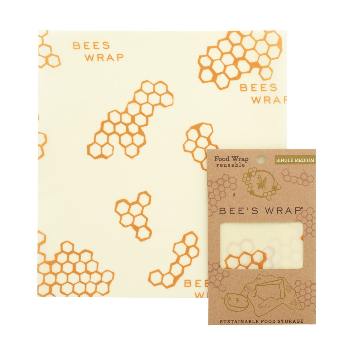 Bee's Wrap Medium Single Wrap ~ Honeycomb Print