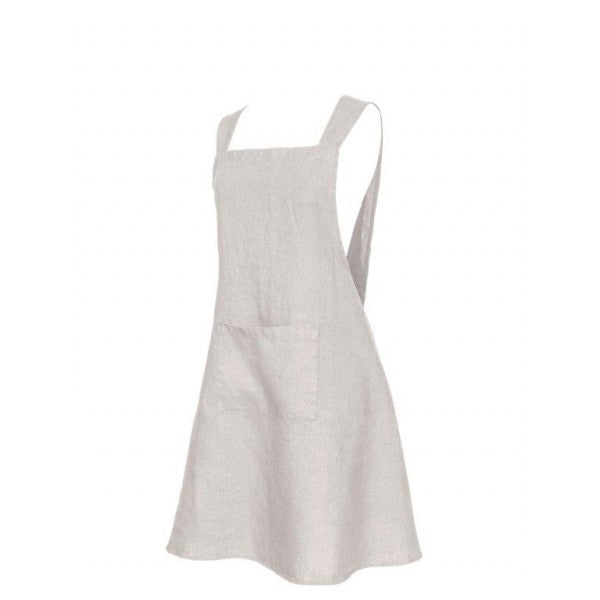 Cross Back Linen Apron in Natural